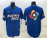Men's Puerto Rico Baseball 2023 Royal World Big Logo With Patch Classic Stitched Jerseys