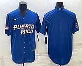 Men's Puerto Rico Baseball Blank 2023 Royal World With Patch Classic Stitched Jersey