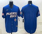 Men's Puerto Rico Baseball Blank 2023 Royal World With Patch Classic Stitched Jerseys