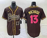 Men's San Diego Padres #13 Manny Machado Number Brown NEW 2023 City Connect Cool Base Stitched Jersey,baseball caps,new era cap wholesale,wholesale hats