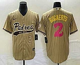 Men's San Diego Padres #2 Xander Bogaerts Number Tan Pinstripe 2023 City Connect Cool Base Stitched Jersey,baseball caps,new era cap wholesale,wholesale hats