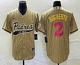 Men's San Diego Padres #2 Xander Bogaerts Tan Pinstripe 2023 City Connect Cool Base Stitched Jerseys,baseball caps,new era cap wholesale,wholesale hats