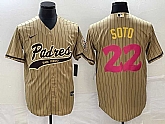 Men's San Diego Padres #22 Juan Soto Tan Pinstripe 2023 City Connect Cool Base Stitched Jerseys,baseball caps,new era cap wholesale,wholesale hats