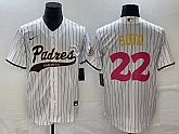 Men's San Diego Padres #22 Juan Soto White Pinstripe 2023 City Connect Cool Base Stitched Jersey,baseball caps,new era cap wholesale,wholesale hats