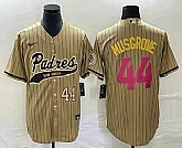 Men's San Diego Padres #44 Joe Musgrove Number Tan Pinstripe 2023 City Connect Cool Base Stitched Jersey,baseball caps,new era cap wholesale,wholesale hats