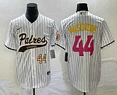 Men's San Diego Padres #44 Joe Musgrove Number White Pinstripe 2023 City Connect Cool Base Stitched Jersey,baseball caps,new era cap wholesale,wholesale hats