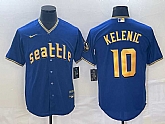Men's Seattle Mariners #10 Jarred Kelenic Blue 2023 City Connect Cool Base Stitched Jersey,baseball caps,new era cap wholesale,wholesale hats