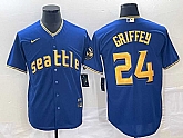 Men's Seattle Mariners #24 Ken Griffey Blue 2023 City Connect Cool Base Stitched Jersey,baseball caps,new era cap wholesale,wholesale hats