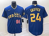 Men's Seattle Mariners #24 Ken Griffey Number Blue 2023 City Connect Cool Base Stitched Jerseys,baseball caps,new era cap wholesale,wholesale hats