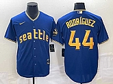 Men's Seattle Mariners #44 Julio Rodriguez Blue 2023 City Connect Cool Base Stitched Jersey,baseball caps,new era cap wholesale,wholesale hats