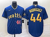 Men's Seattle Mariners #44 Julio Rodriguez Number Blue 2023 City Connect Cool Base Stitched Jersey,baseball caps,new era cap wholesale,wholesale hats