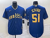 Men's Seattle Mariners #51 Ichiro Suzuki Blue 2023 City Connect Cool Base Stitched Jersey,baseball caps,new era cap wholesale,wholesale hats