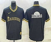 Men's Seattle Mariners Big Logo Black Gold Nike Cooperstown Legend V Neck Jersey,baseball caps,new era cap wholesale,wholesale hats
