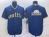 Men's Seattle Mariners Big Logo Blue 2023 City Connect Cool Base Stitched Jersey,baseball caps,new era cap wholesale,wholesale hats