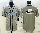 Men's Seattle Mariners Big Logo Gray Stitched MLB Cool Base Jersey,baseball caps,new era cap wholesale,wholesale hats