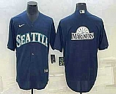 Men's Seattle Mariners Big Logo Navy Blue Stitched MLB Cool Base Nike Jersey,baseball caps,new era cap wholesale,wholesale hats