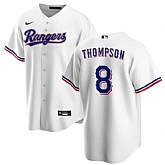 Men's Texas Rangers #8 Bubba Thompson White Cool Base Stitched Baseball Jersey Dzhi,baseball caps,new era cap wholesale,wholesale hats