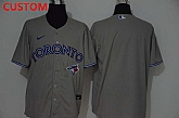 Men's Toronto Blue Jays Custom Gray Stitched MLB Cool Base Nike Jersey