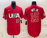 Men's USA #15 Bobby Witt Jr Number 2023 Red World Baseball Classic Stitched Jersey,baseball caps,new era cap wholesale,wholesale hats