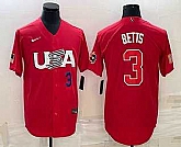 Men's USA #3 Mookie Betts Number 2023 Red World Classic Stitched Jersey,baseball caps,new era cap wholesale,wholesale hats