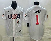 Men's USA Baseball #1 Jeff McNeil 2023 White World Classic Stitched Jerseys,baseball caps,new era cap wholesale,wholesale hats