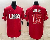 Men's USA Baseball #15 Bobby Witt Jr 2023 Red World Baseball Classic Stitched Jersey,baseball caps,new era cap wholesale,wholesale hats