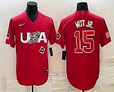 Men's USA Baseball #15 Bobby Witt Jr 2023 Red World Baseball Classic Stitched Jerseys,baseball caps,new era cap wholesale,wholesale hats
