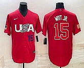 Men's USA Baseball #15 Bobby Witt Jr Number 2023 Red World Baseball Classic Stitched Jersey,baseball caps,new era cap wholesale,wholesale hats
