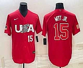 Men's USA Baseball #15 Bobby Witt Jr Number 2023 Red World Baseball Classic Stitched Jerseys,baseball caps,new era cap wholesale,wholesale hats