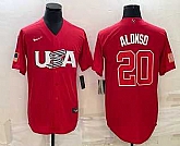 Men's USA Baseball #20 Pete Alonso 2023 Red World Classic Stitched Jersey,baseball caps,new era cap wholesale,wholesale hats