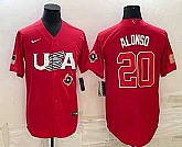 Men's USA Baseball #20 Pete Alonso 2023 Red World Classic Stitched Jerseys,baseball caps,new era cap wholesale,wholesale hats