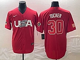 Men's USA Baseball #30 Kyle Tucker 2023 Red World Classic With Patch Stitched Jersey,baseball caps,new era cap wholesale,wholesale hats