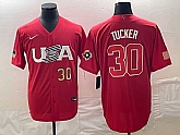 Men's USA Baseball #30 Kyle Tucker Number 2023 Red World Classic With Patch Stitched Jersey,baseball caps,new era cap wholesale,wholesale hats