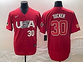 Men's USA Baseball #30 Kyle Tucker Number 2023 Red World Classic With Patch Stitched Jersey2,baseball caps,new era cap wholesale,wholesale hats