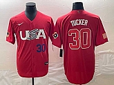 Men's USA Baseball #30 Kyle Tucker Number 2023 Red World Classic With Patch Stitched Jerseys,baseball caps,new era cap wholesale,wholesale hats