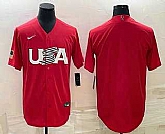 Men's USA Baseball Blank 2023 Red World Classic Stitched Jerseys