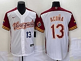 Men's Venezuela #13 Ronald Acuna Jr Number 2023 White Red World Classic Stitched Jersey,baseball caps,new era cap wholesale,wholesale hats