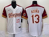 Men's Venezuela Baseball #13 Ronald Acuna Jr Number 2023 White Red World Classic Stitched Jersey,baseball caps,new era cap wholesale,wholesale hats