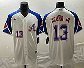 Mens Atlanta Braves #13 Ronald Acuna Jr Number White 2023 City Connect Cool Base Stitched Jersey,baseball caps,new era cap wholesale,wholesale hats