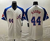 Mens Atlanta Braves #44 Hank Aaron Number White 2023 City Connect Cool Base Stitched Jersey,baseball caps,new era cap wholesale,wholesale hats