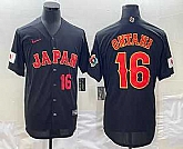 Mens Japan Baseball #16 Shohei Ohtani Number 2023 Black World Classic Stitched Jersey,baseball caps,new era cap wholesale,wholesale hats