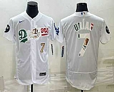 Mens Los Angeles Dodgers #7 Julio Urias Number White With Vin Scully Patch Flex Base Stitched Baseball Jersey,baseball caps,new era cap wholesale,wholesale hats