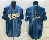Mens Los Angeles Dodgers Big Logo Navy Blue Pinstripe Stitched MLB Cool Base Nike Jerseys,baseball caps,new era cap wholesale,wholesale hats