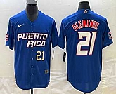 Mens Puerto Rico Baseball #21 Roberto Clemente Number 2023 Blue World Classic Stitched Jersey,baseball caps,new era cap wholesale,wholesale hats