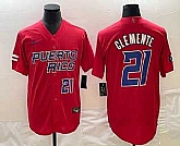 Mens Puerto Rico Baseball #21 Roberto Clemente Number 2023 Red World Classic Stitched Jersey,baseball caps,new era cap wholesale,wholesale hats