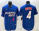 Mens Puerto Rico Baseball #4 Yadier Molina Number 2023 Blue World Baseball Classic Stitched Jersey,baseball caps,new era cap wholesale,wholesale hats