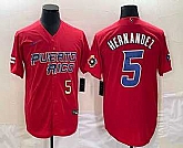 Mens Puerto Rico Baseball #5 Enrique Hernandez Number 2023 Red World Classic Stitched Jersey,baseball caps,new era cap wholesale,wholesale hats