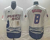 Mens Puerto Rico Baseball #8 Eddie Rosario Number 2023 White World Classic Stitched Jersey,baseball caps,new era cap wholesale,wholesale hats