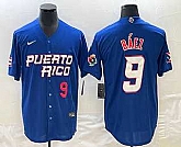 Mens Puerto Rico Baseball #9 Javier Baez Number 2023 Blue World Baseball Classic Stitched Jersey,baseball caps,new era cap wholesale,wholesale hats