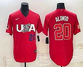 Mens USA #20 Pete Alonso Number 2023 Red World Classic Stitched Jersey,baseball caps,new era cap wholesale,wholesale hats